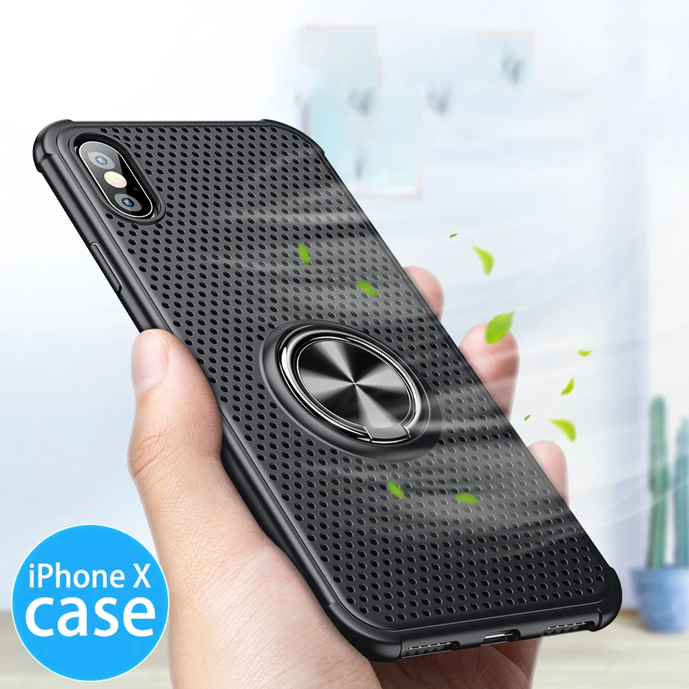

For IPhone XS Max XR X Phone Case Cover Heat Dissipation Case Luxury Car Holder Ring Case IPhone XR Soft Silicone Bumper Case