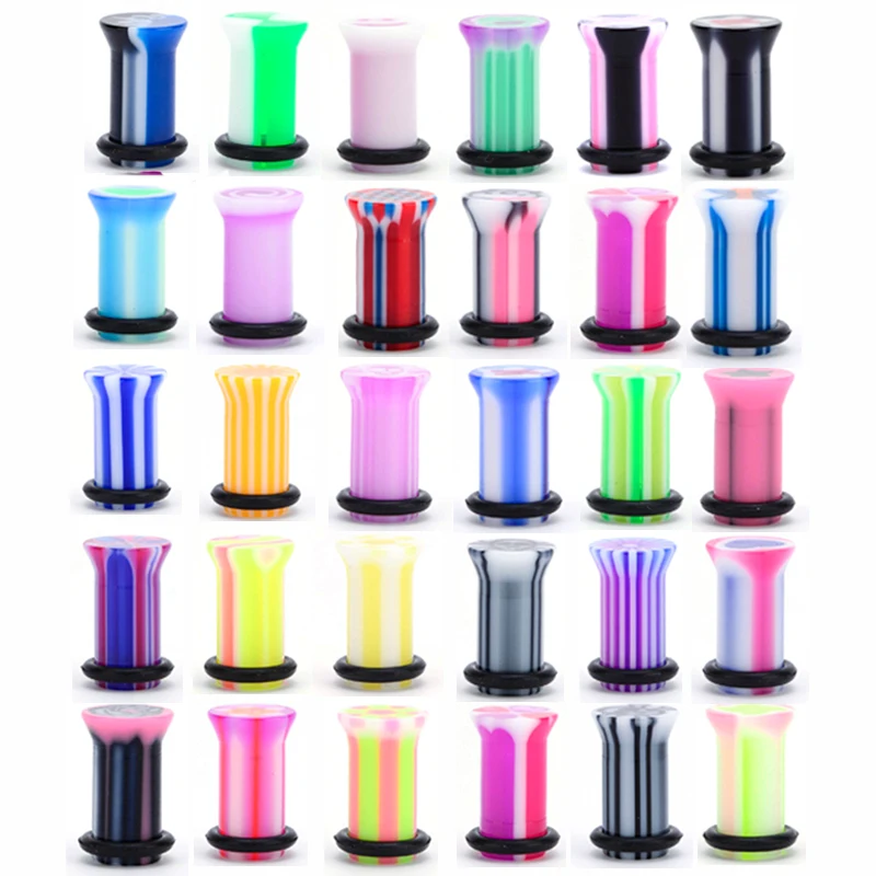 2PCS Mixed Different Design Carve Acrylic Ear Plug Tunnel Piercing Expander Gauge Stretcher Saddle Flared Body Jewelry Christmas | Украшения