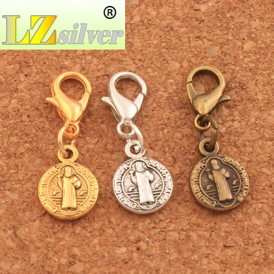 27X9mm Saint Jesus Benedict Patron Medal Crucifix Cross Charm Beads 100PCS Zinc Alloy  Bronze Findings C1651