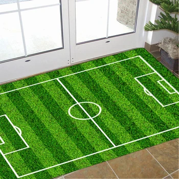 

Printing Floor Flannel Kid Play Home Decoration Rectangle Anti Slip Bathroom Mat Carpet Football Field Bedroom Soft Living Room