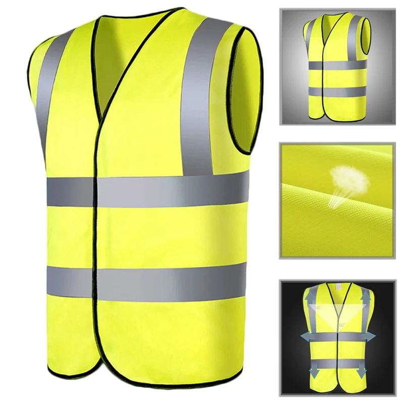 

Motorcycle Reflective Vest High Visibility Warning Waistcoat Fluorescent Workwear Reflective Safety Vest With Zipper Pocket