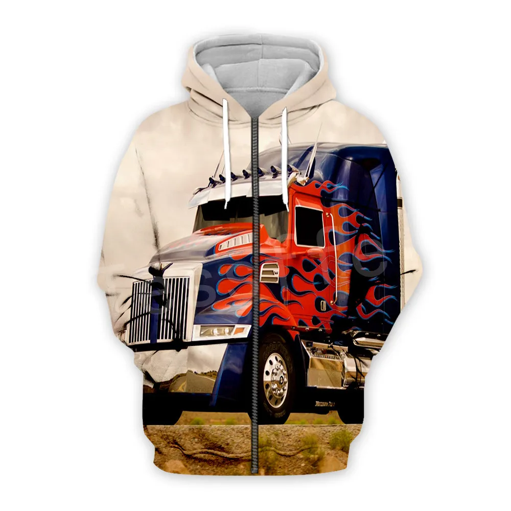 Tessffel грузовик водителя грузовика пуловер спортивный костюм Новая мода Crewneck MenWomen 3D печатных толстовки/молнии/куртки S-8 - Цвет: zipper