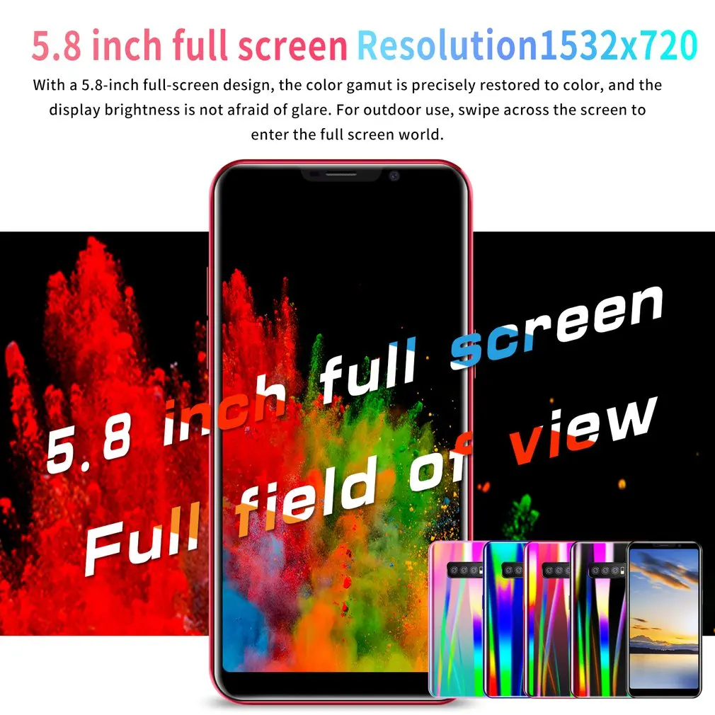 S11 5.8 Inch Tempered Glass Back Cover Smart Phone 2+32Gb Mobile Phone Fingerprint Face Recognition Smartphone