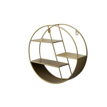 

Living Room Wall Storege Rack Roundness Design Storage Rack for Storage Use (Golden)