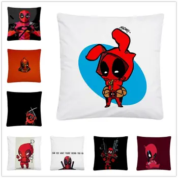 

Deadpool Cartoon Cute Character Pillowcases 45*45cm Cushion Cover Soft Short Plush Decor Pillow Case Car Sofa Home