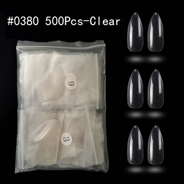 False Nails Stiletto Claw Tips Half Cover Sharp Nails Manicure Acrylic UV Gel Natural Color Long  Fake Nails #0~9size