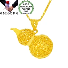 OMHXFC PN348 Европейская мода горячая женщина девушка Вечеринка день рождения свадебный подарок выдолбленный Калабаш 24KT золотой кулон Шарм