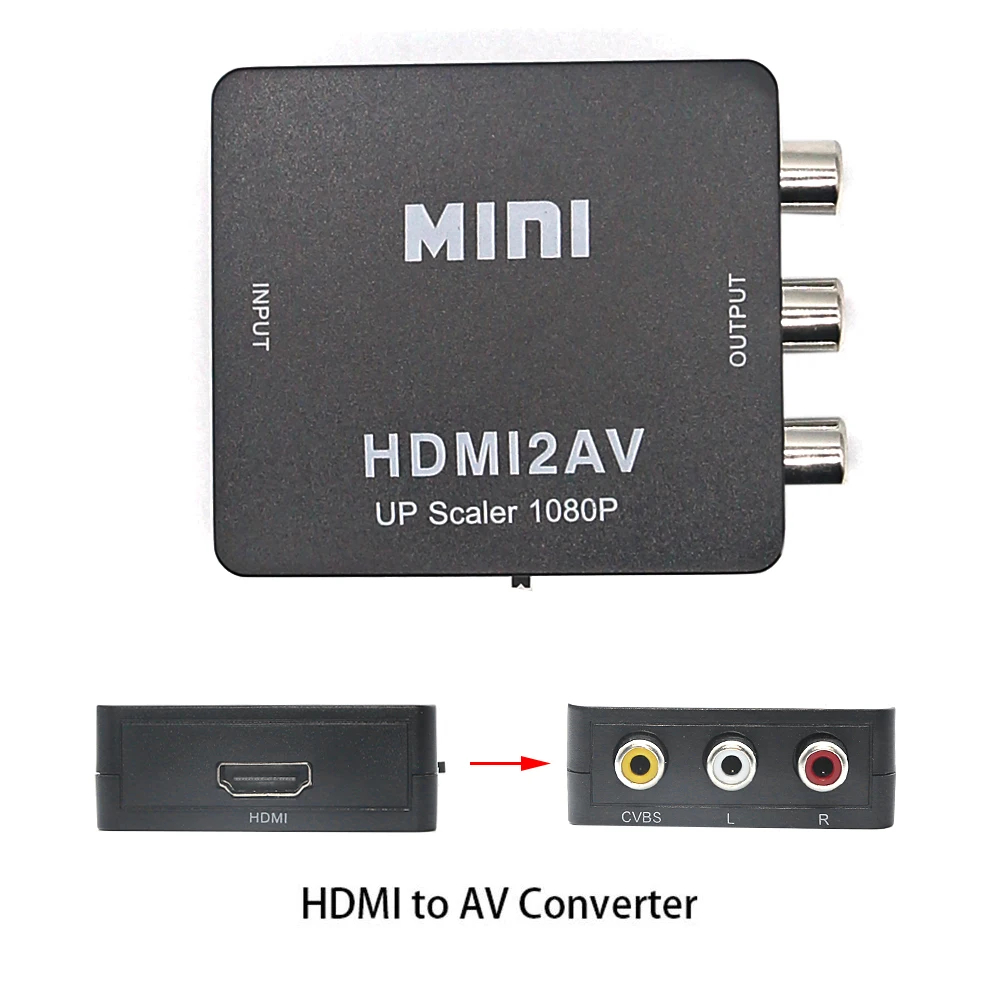 HDMI К AV адаптер HD видео конвертер коробка ScalerHDMI к RCA AV/CVSB L/R видео 1080P HDMI2AV Поддержка NTSC PAL