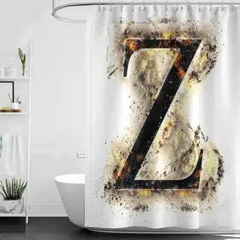

Shower Curtains for Bathroom Small Letter Z,Alphabet Character Capital Z in Burning Medieval Gothic Surrounded by Fire,Tan Black
