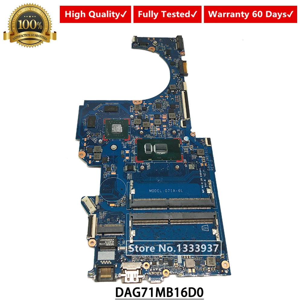 wonderful  G71A-6L Mainboard For HP PAVILION 14-BK 14-BP 15-CC laptop motherboard DAG71MB16D0 with SR342 I5-72
