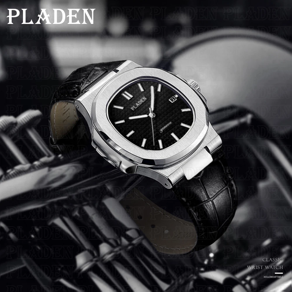 PLADEN Men Business Watches Quartz Sport Casual Genuine Leather WristWatch Waterproof Male Clock Relogio Masculino Dropshipping classic leather belt for men luxury business male cowhide leather belts 3 0 cm casual pin buckle belt for men dropshipping
