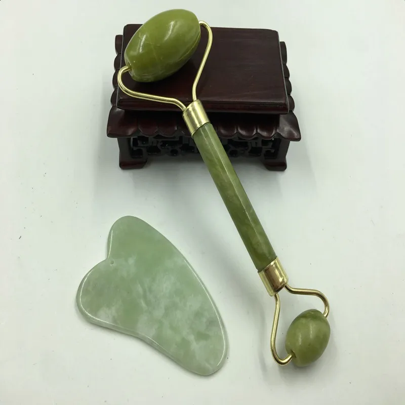 2Pcs Facial Massage Jade Roller Face Neck Natural Stone Health Care Body Gua Sha Board Beauty Tool Set | Красота и здоровье