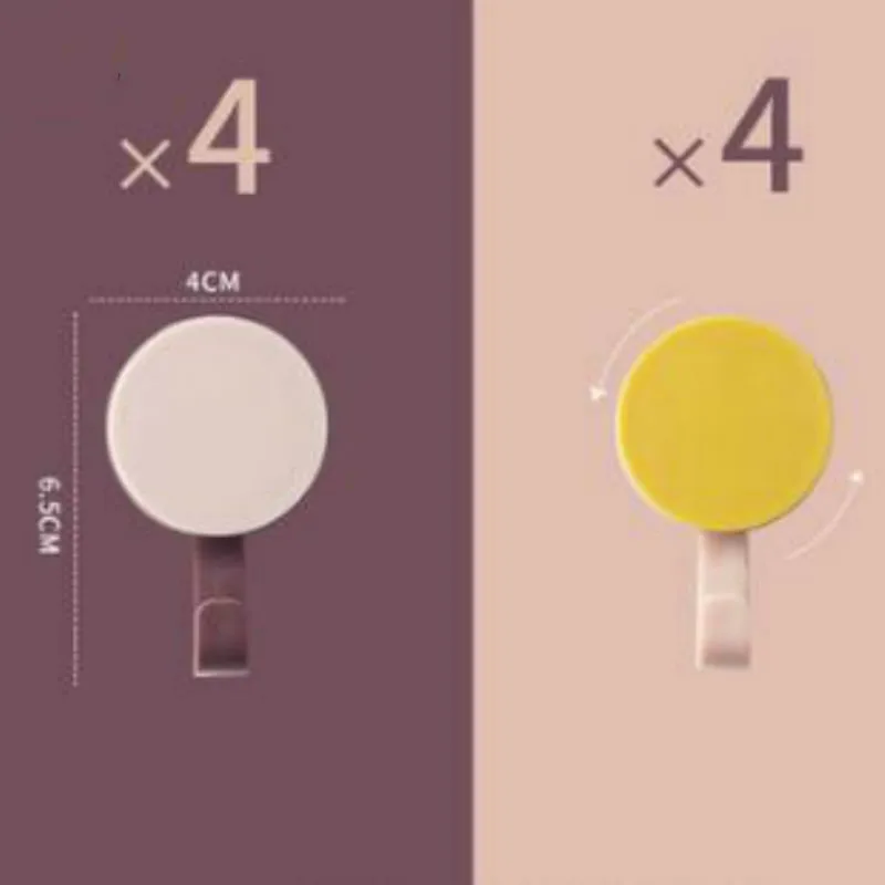 Pink yellow 8 шт. в упаковке, простой крючок в скандинавском стиле, креативный крючок для туалетной комнаты, крепкий крючок без ногтей, настенный крючок с антипригарным покрытием, LB112717 - Цвет: Pink yellow