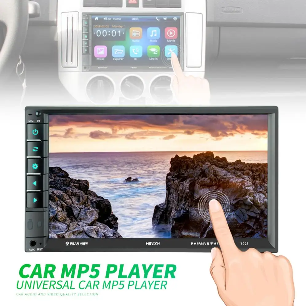 7 дюймов 2 DIN Bluetooth в тире HD сенсорный экран автомобиля видео FM Радио стерео плеер Поддержка Зеркало Ссылка/Aux в/камера заднего вида