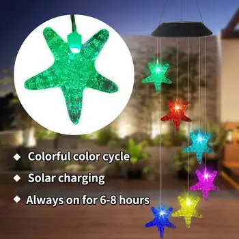

LED Solar Light Colorful Durable Wind Chime Hanging Lamp Intelligent Light Controlled Night Light