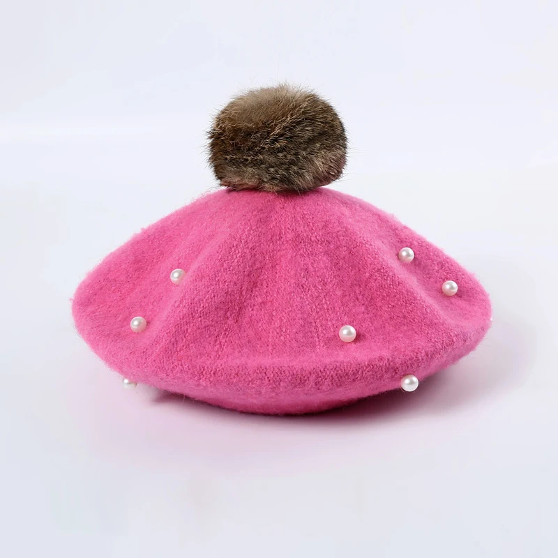 REAKIDS, детские вязаные шапки, помпон, берет, шапка-ушанка, НОВАЯ шапка, Зимние красивые шапочки, берет для девочек, вязаный жемчужный берет для детей