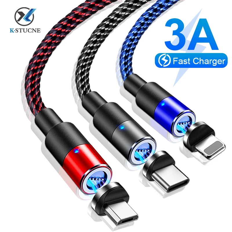 Магнитный кабель Type-C 1/2 м Micro USB кабели для iPhone 11 Huawei P40 XiaoMi 3A быстрое зарядное