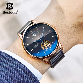 

Bestdon Mechanical Men's Watch Montre Homme Luxury Brand Automatic Watches Waterproof Blu-ray Curved Glass Clocks Holiday gifts