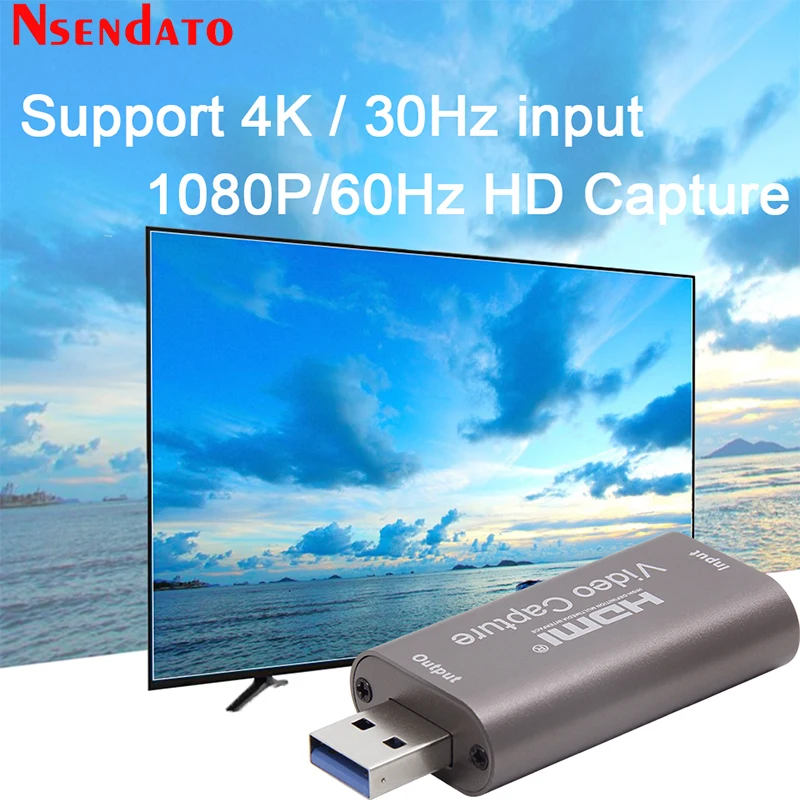 Video Capture Adapter 4K 1080P 60hz USB2.0 Audio Video Capture Card HDMI To USB 2.0 Acquisition Card Live Streaming Plate Camera Switch Game Recording