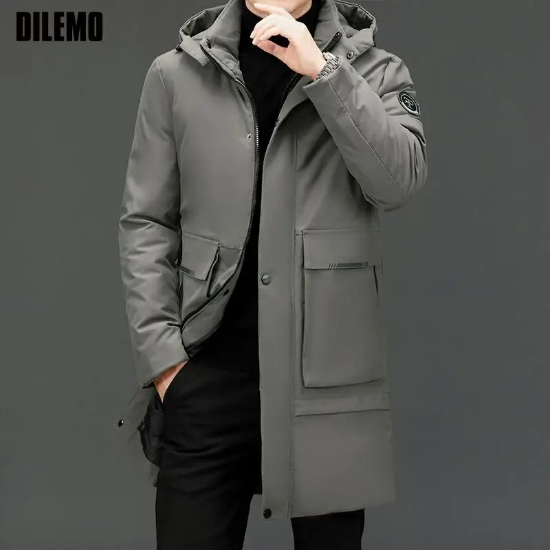 Парка мужская зимняя утепленная длинная брендовая Повседневная модная верхняя