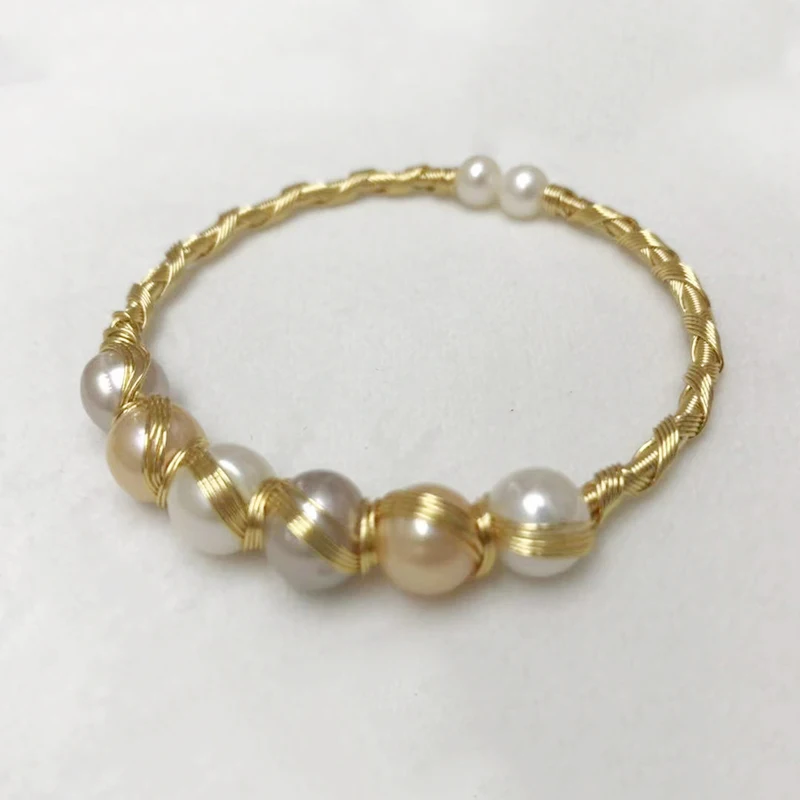 Multi-colored Baroque Pearl Pulsera Hombre Gold Bangles For Women Non-fading Luxury Jonc Bracelet Femm New Trendy Jewelry