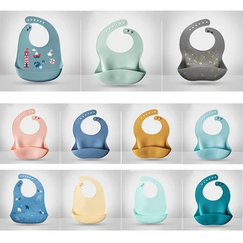 

1Pc Baby Feeding Set Silicone Bibs Banada Waterproof Baby Bibs Silicone Feeding Tableware Bib For Infants Kids