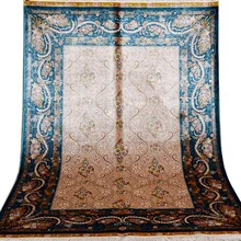 FangCun 4'x6'Blue Винтаж персидский ковер Топ ручной работы из шелка ковер для жилых помещений
