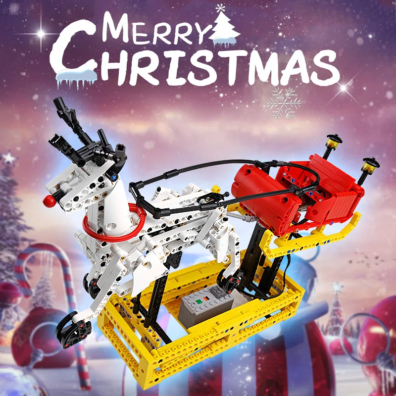 Форма король 10010 рождественские игрушки MOC 4121 моторизованные сани олень