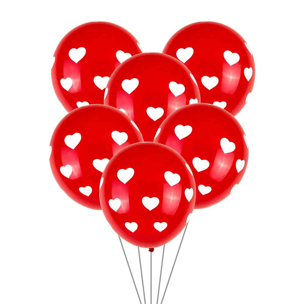 

New Style 12-Inch Heart Printed Balloon Valentine's Day Wedding Decoration Advertising Balloon 2.8 Grams Heart Shape Rubber Ball