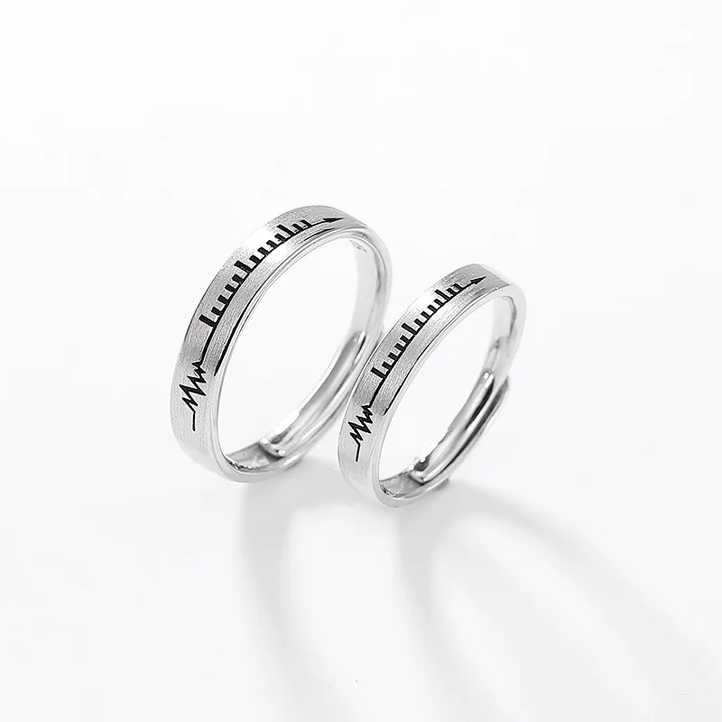 

One Deer Silver S925 Fine Silver Fashion Korean-style Heartbeat Ring COUPLE'S Men's Women's Cool Versatile Adjustable yin zhi hu