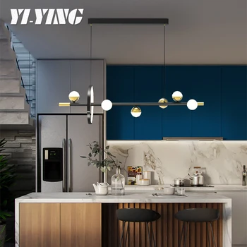 

Nordic restaurant chandelier modern simple creative personality light luxury net red long bar dining room 2020 new dining table
