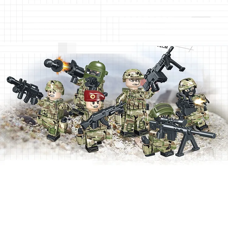 

6PCS/Set Alpha Forces Spetsnazs building blocks military weapons city Bricks Compatible mini figures original Educational Toys