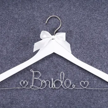 

Personalized Wedding Hanger With Ribbon Bride & Groom Wood Hanger Custom Name & Date Bride Individuell Bridesmaid Gift