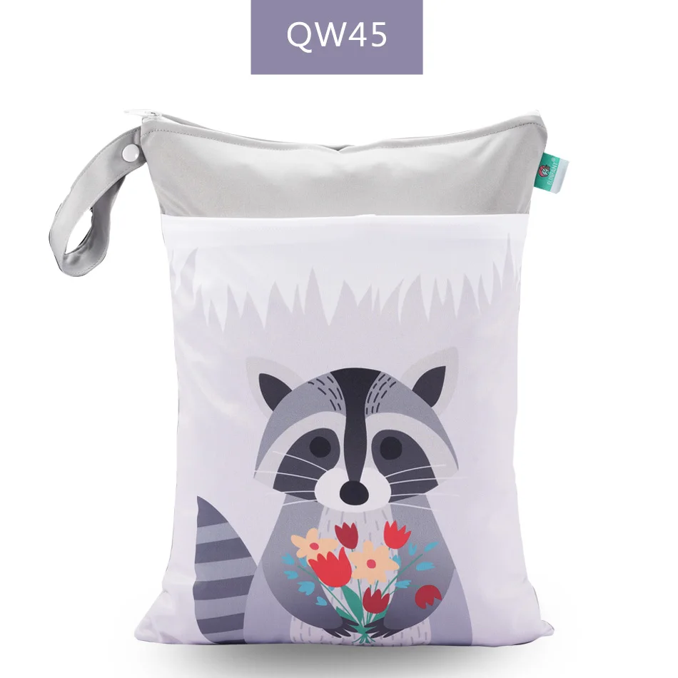 QW45-Diaper Bag Elinfant цифровая сумка для влажных подгузников с принтом, тканевые сумки для детских подгузников 30*40 см, дорожная сумка с двойным карманом - Цвет: QW45-Diaper Bag