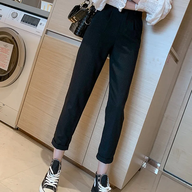 2020 Spring High Waist Korean Pant Elegant Work Trousers Women Harem Pant Work Business Trousers Casual Female Pants Mujer