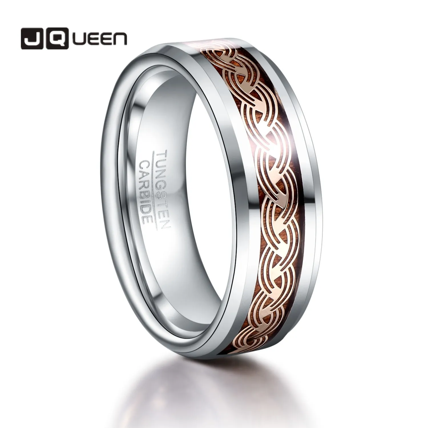 

JQUEEN Серебро Цвет Anel Masculino Высокая полировка золотой цвет волнистый узор Вольфрамовая сталь мужские свадебные кольца AAA Качество