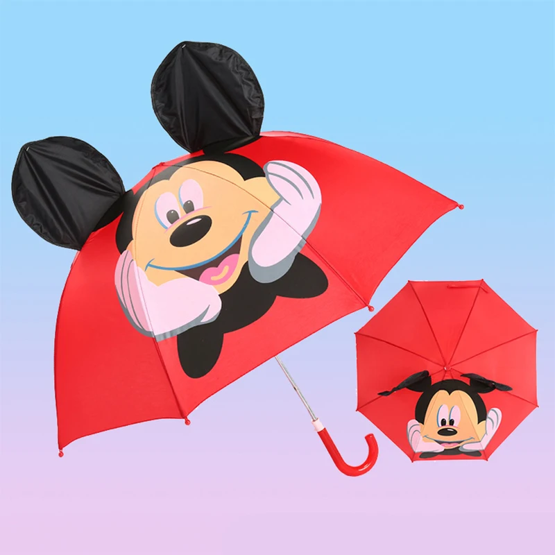 Милый мультяшный детский зонтик, креативный, с длинной ручкой, 3D, для моделирования ушей, детский зонтик для мальчиков и девочек, Полуавтоматический зонт