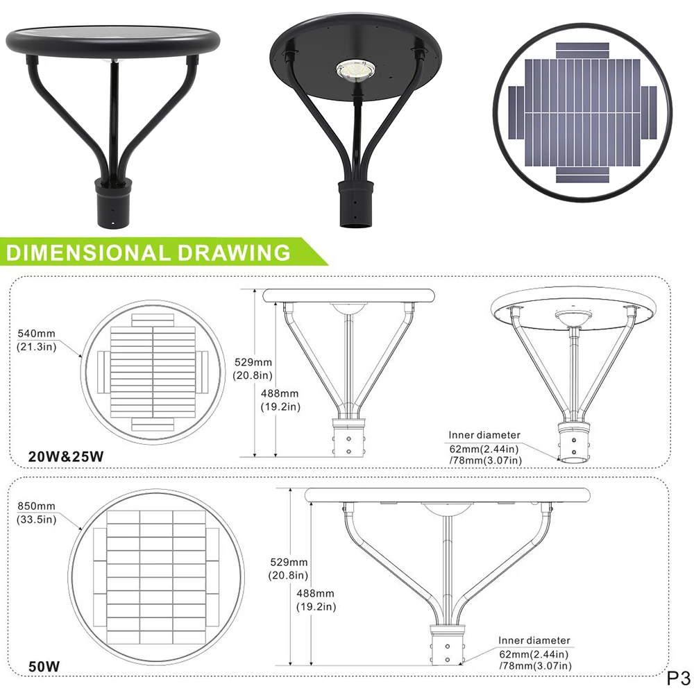 Профессиональный 20 Вт 50 Вт Солнечный светодиодный светильник для сада уличный пост верхний светильник 5000K IP65 водонепроницаемый светильник 200lm/W уличный светильник ing