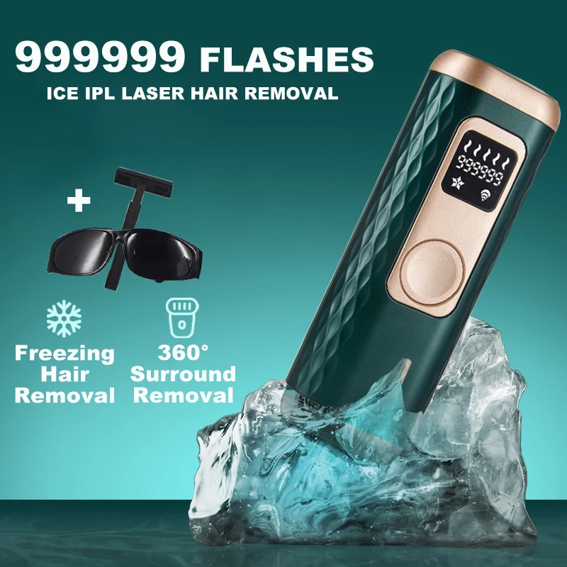

Laser Hair Removal Device ICE Cold IPL Epilation Flashes 999999 mlay IPL Hair Removal Painless 5 Mode Epilator for Men Women