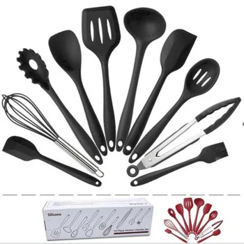 

10pcs/sets Silicone Kitchen Set Accessories Cooking Utensils Tools Set Whisk Turner Tongs Spatula Spoon Kitchenware Colorful