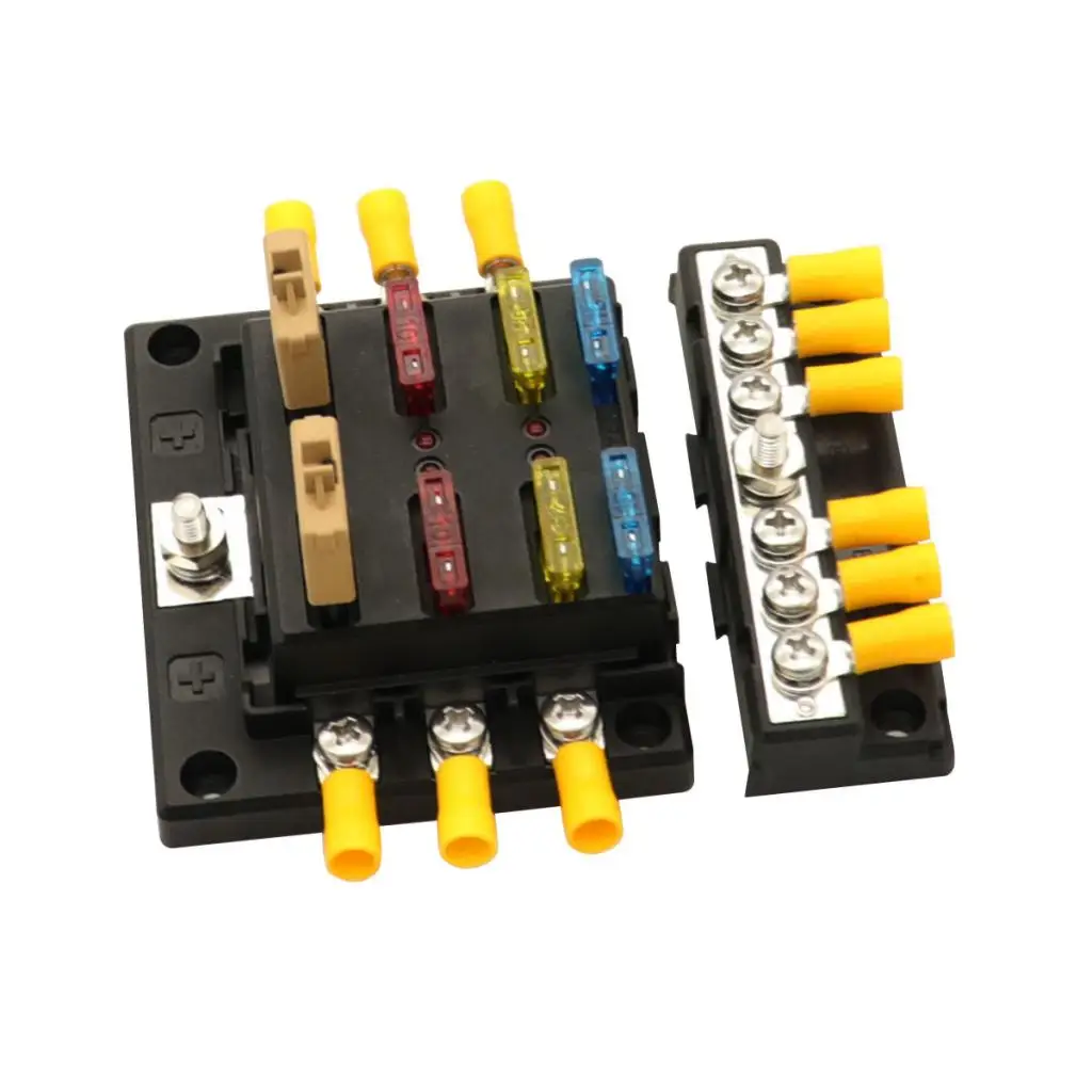 6-Way Blade Fuse Box Block Holder LED Indicator 12V 32V Suv Yacht Boat Ship Car