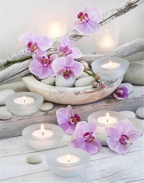 

Full square daimond painting 5d DIY diamond embroidery Phalaenopsis candle mosaic Rhinestone Picture for Wedding decoration