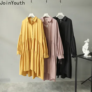 

Joinyouth 2020 Spring Pullover Dress Long Lantern Sleeve Turn Down Collar Women Dresses Korean Causal Cake Midi Vestidos 58449