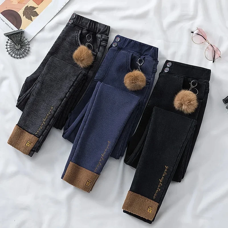 

New Winter Thick Plus Velvet Women High Waist Skinny Jeans Simple Fleece Warm Slim Fit Stretch Ladies Casual Denim Pencil Pants