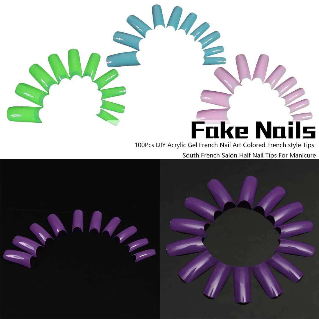 

Manicure For Salon Tips Build 100pc/box Nude Colorful Half Nail Tips South French Salon Acrylic Nail Art False Nail Tips