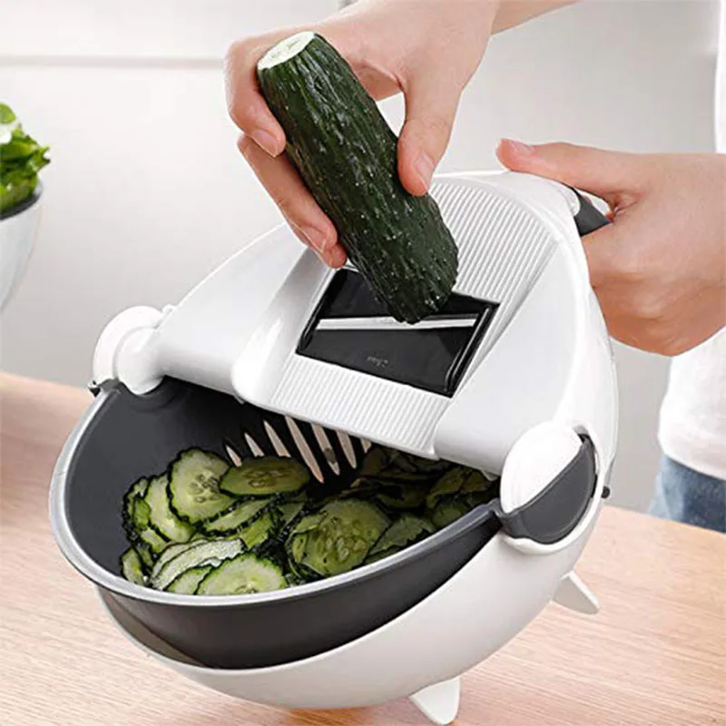 WALFOS-cortador de verduras mágico giratorio multifuncional con escurridor, trituradora de frutas Veggie, rallador, rebanador, envío rápido