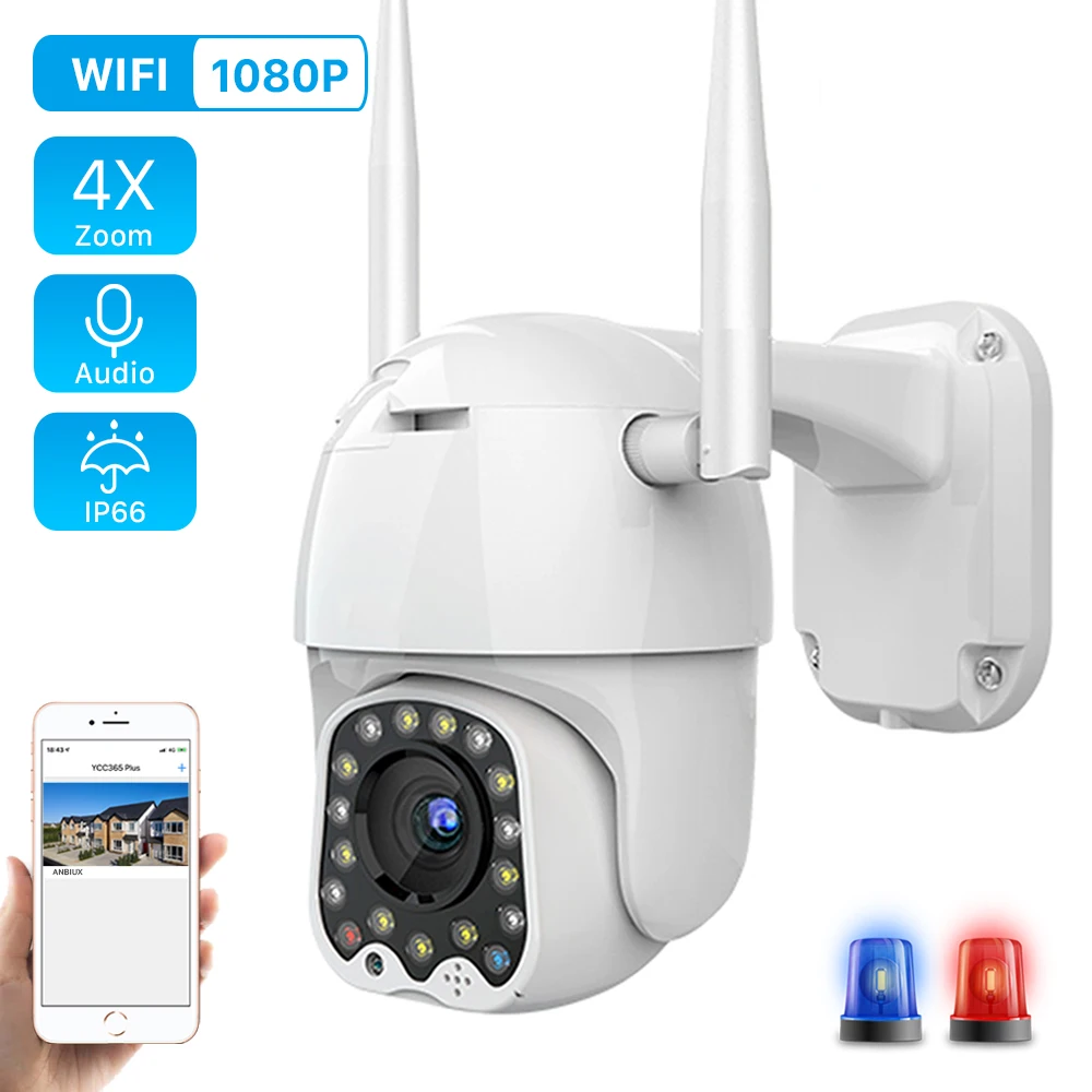 1080P наружная 2MP PTZ ip-камера WiFi 4X цифровой зум двойная антенна скорость купольная камера с световая сирена Облачное хранение оповещение о движении