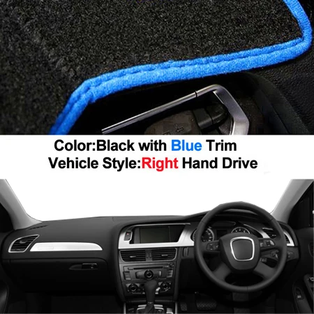 RHD Blue 2 слоя приборной панели автомобиля крышка приборной панели коврик ковер накидка для Audi A4 A4L B8 2009- LHD RHD Авто Dashmat зонт Анти-грязный - Название цвета: RHD Blue