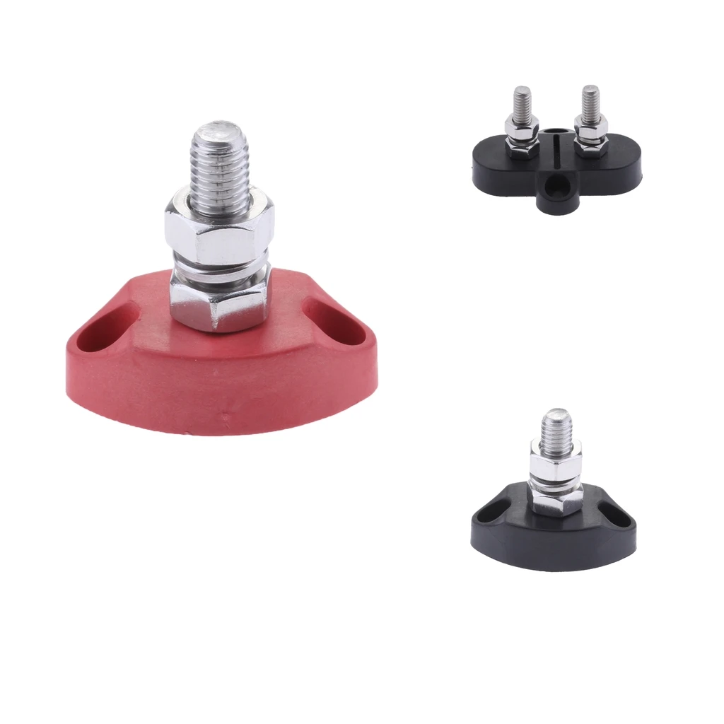 3Pieces Red & Black Junction Block Power Post Insulated Terminal Stud 6mm 3Pieces Red & Black Junction Block Power Post Insulated Terminal Stud 6mm