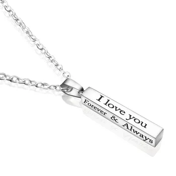 

New Stainless Steel Wishing Column Pendant Necklace Customizable Name Fashion Couple Accessories Jewelry Valentine Gift